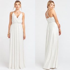 Show Me Your Mumu Dazzle Metallic Crossover Gown
